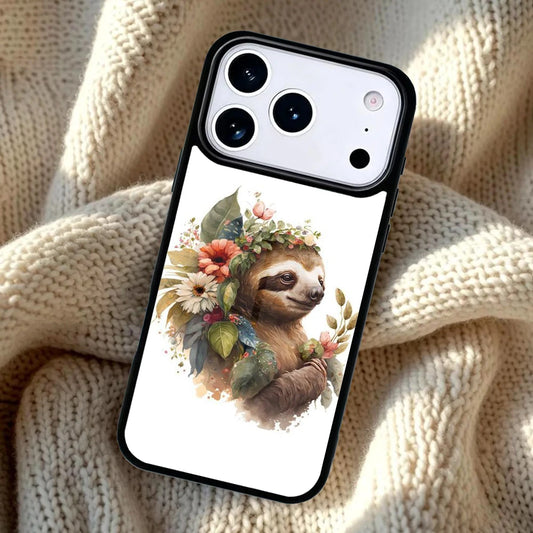 Sloth With Flowers & Foliage iPhone Case