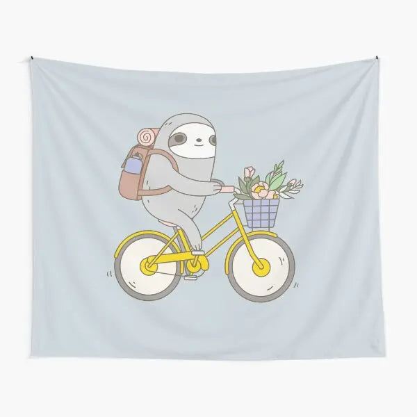 Cycling Sloth Wall Art Tapestry