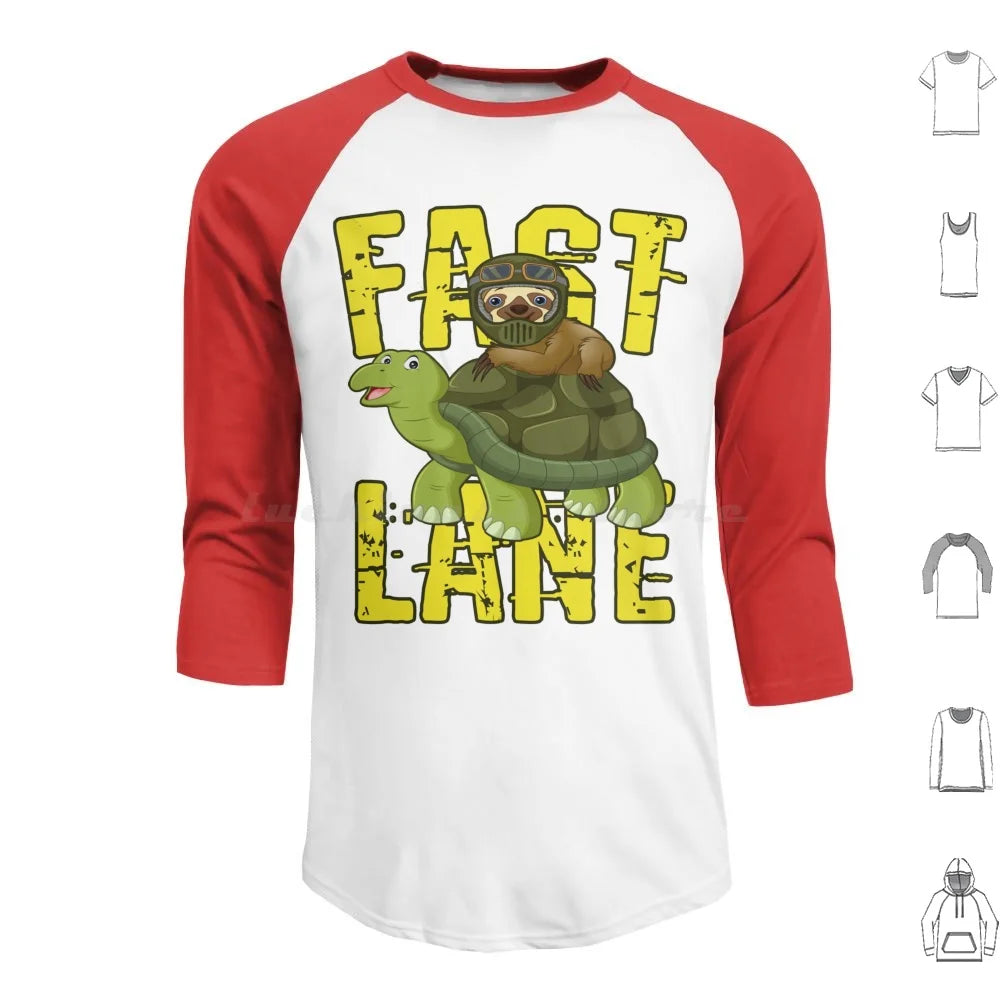 Fast Lane Sloth On Turtle Long Sleeve T-Shirt