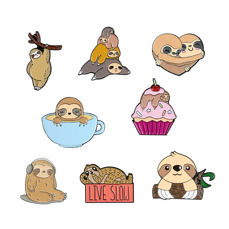 Sloth Live slow pin badges