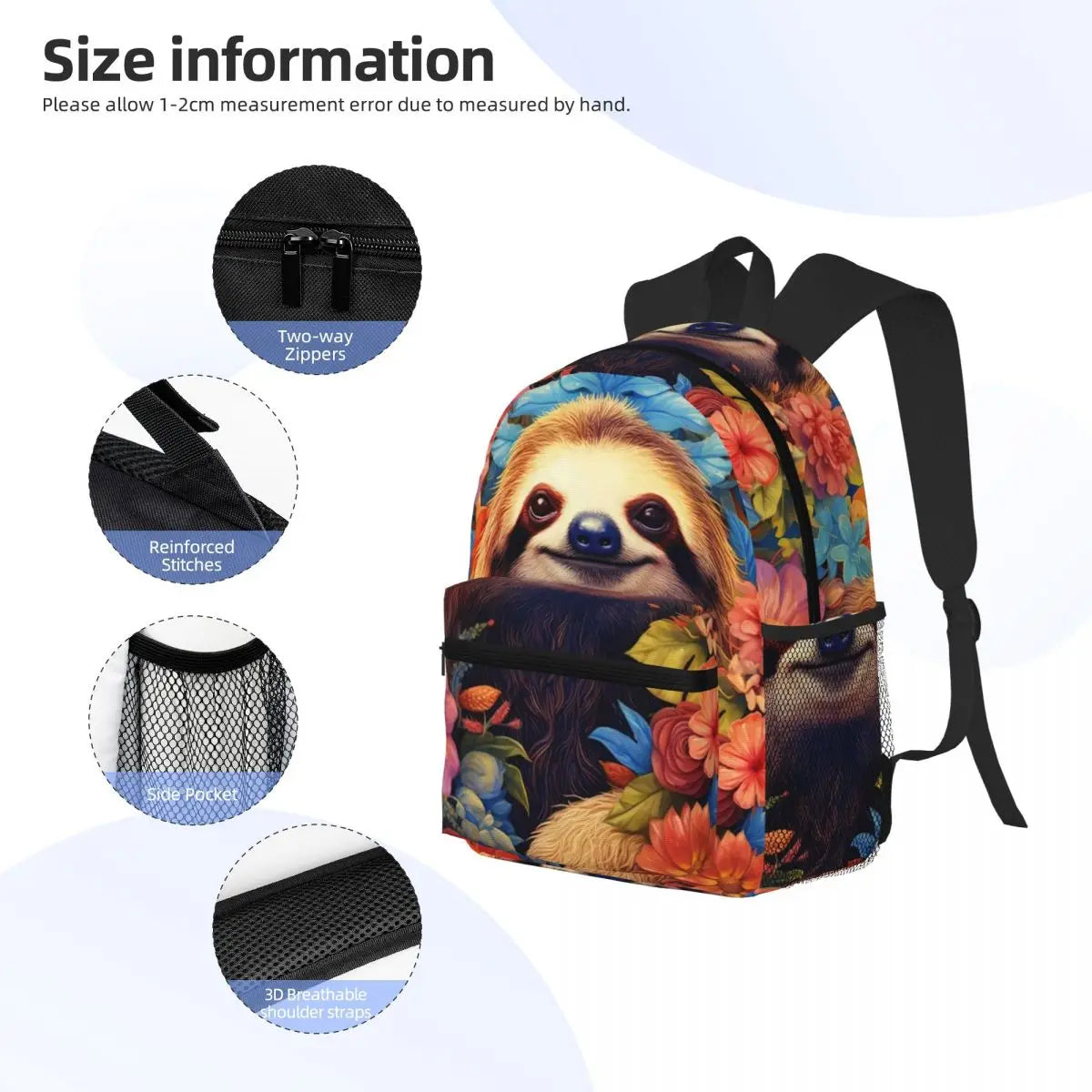 Whimsical Sloth On Tropical Leaf Backpack