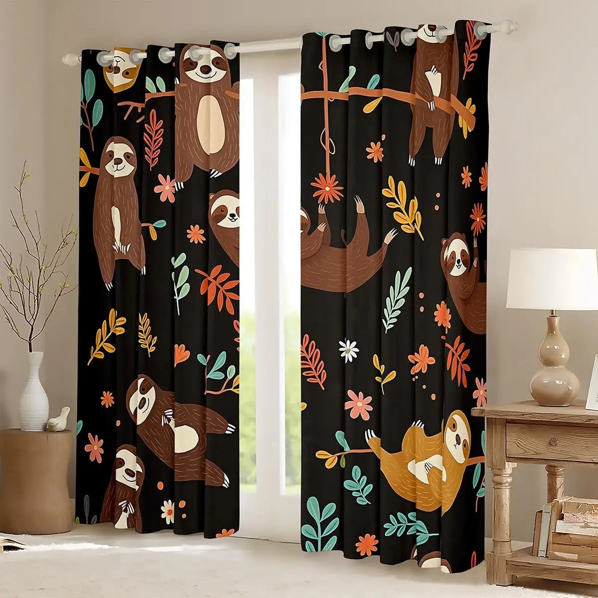 Sloth Tropical Jungle Curtain