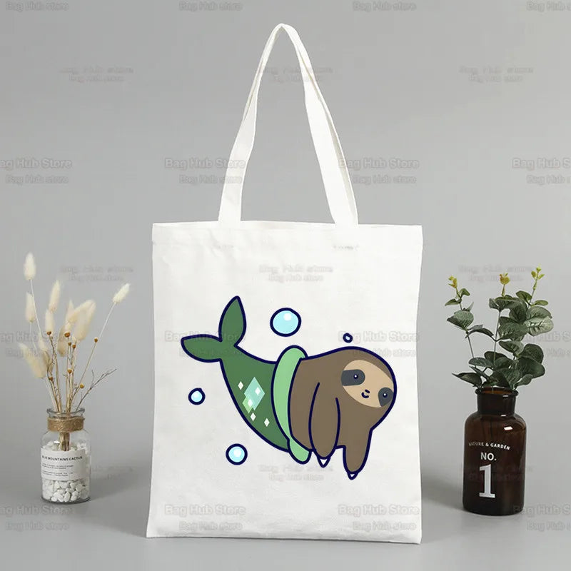 Swimming Sloth Canvas Tote Bag