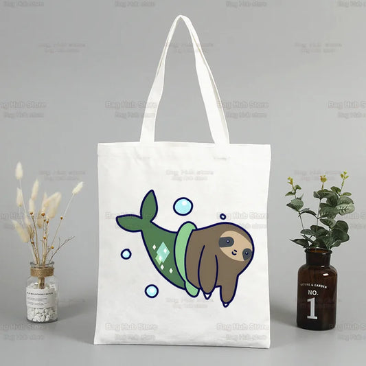 Swimming Sloth Canvas Tote Bag