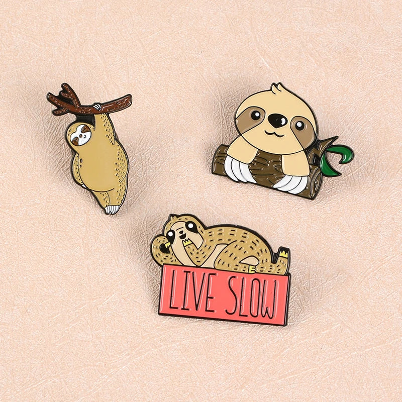 Sloth pin badges