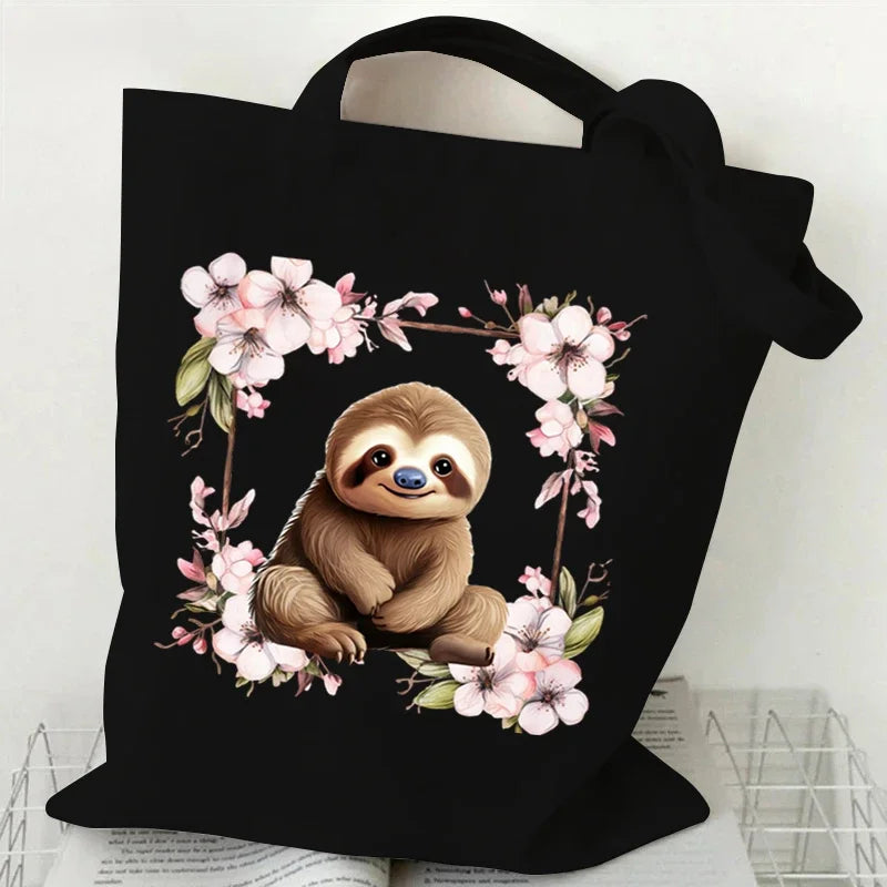 Sloth Sakura Tote Bags