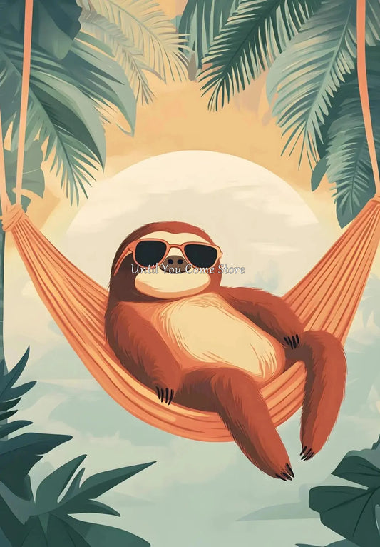 Sloth Retro Art Poster