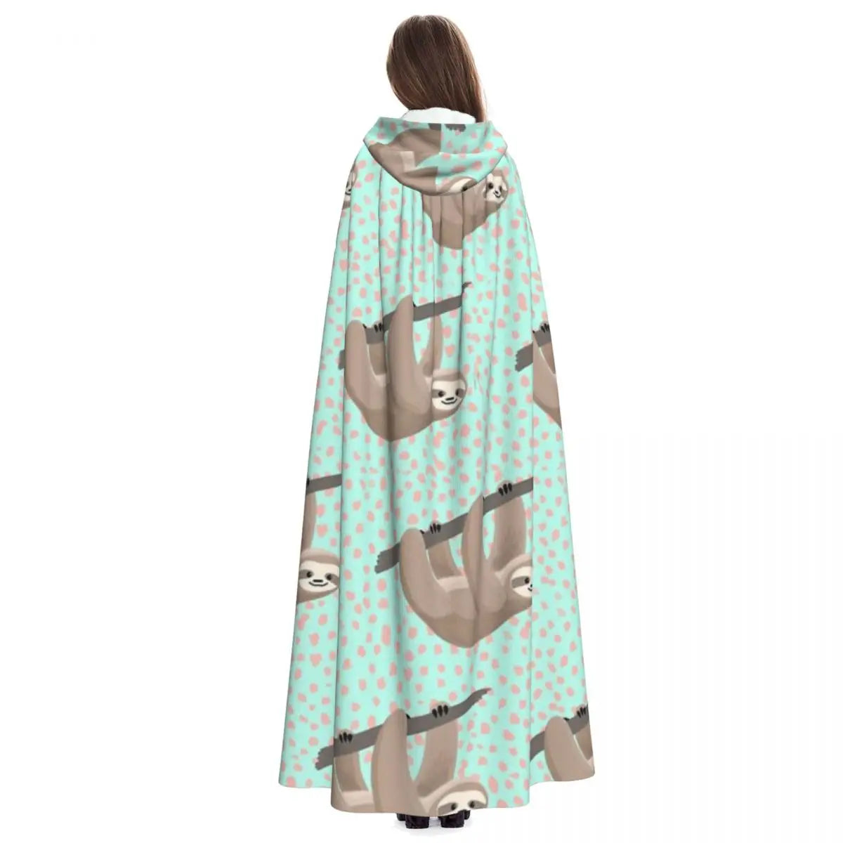Sloth On Branch Design Long Hooded Cloak