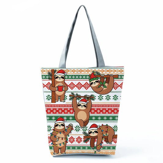 Christmas Sloth Fair Isle Sweater Printed Handbag