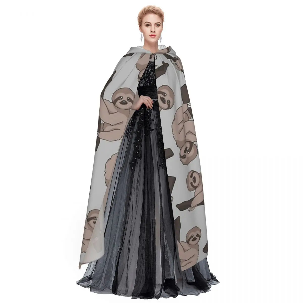 Cute Sloth Long Hooded Cloak