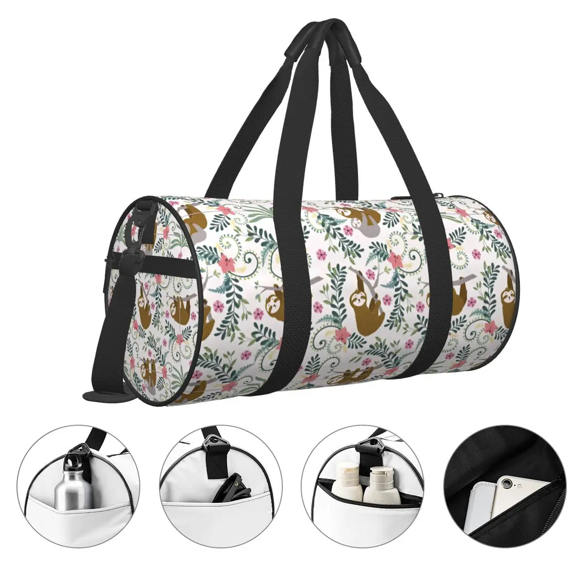 Sloth Jungle Floral Sports Bag