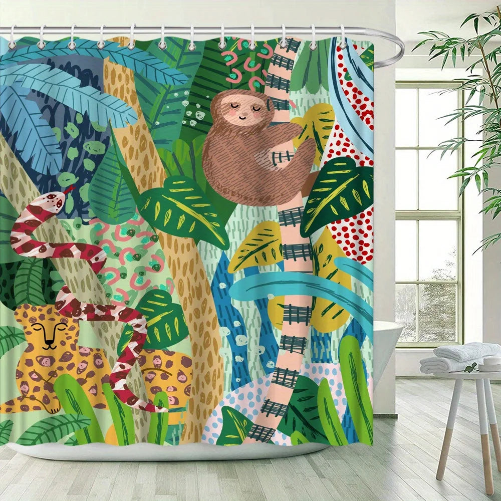 Tropical Jungle Sloth Shower Curtain