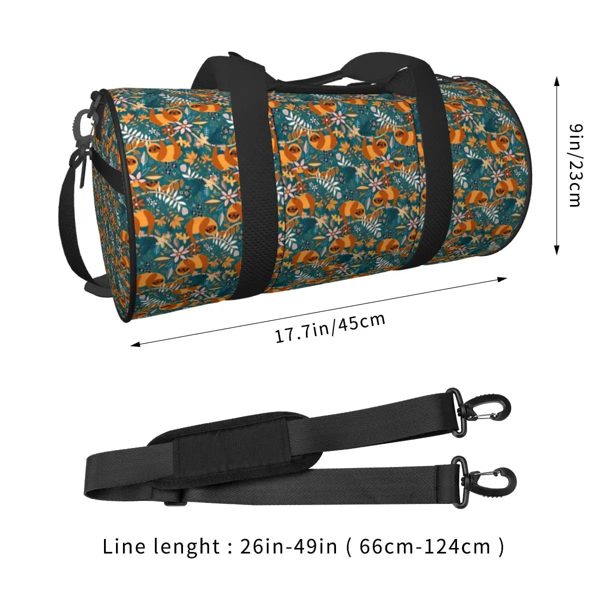 Happy Boho Sloth Floral Sports Bag