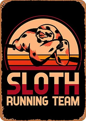Sloth Running Team Metal Wall Art Sign