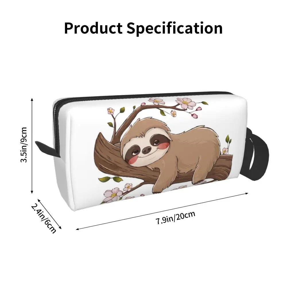 Cherry Blossom Sloth Cosmetic Bag