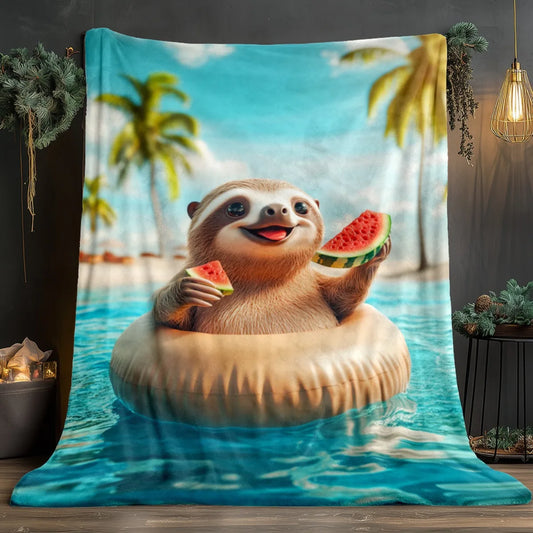 Sloth Eating Watermelon Blanket product photo 1