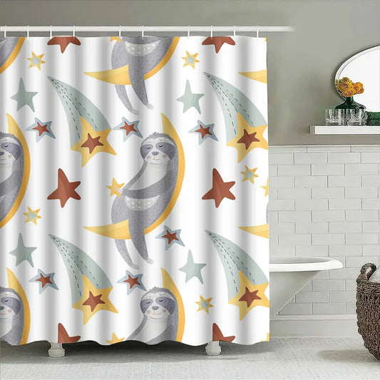 Sloth Moon & Stars Shower Curtain