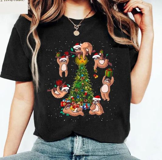 Sloth's Around Christmas Tree T-Shirt