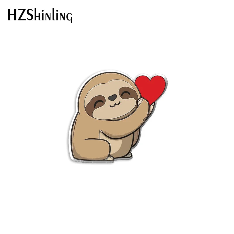 Sloth Acrylic Pin Badge