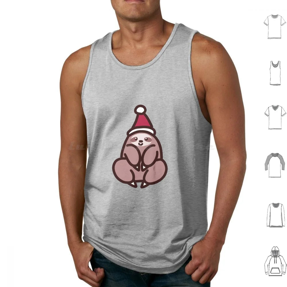 Sloth Wearing Santa Hat Tank Top