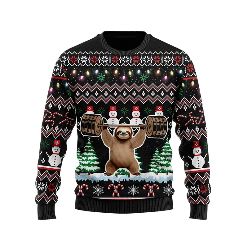 Sloth Weightlifting Christmas Jumper