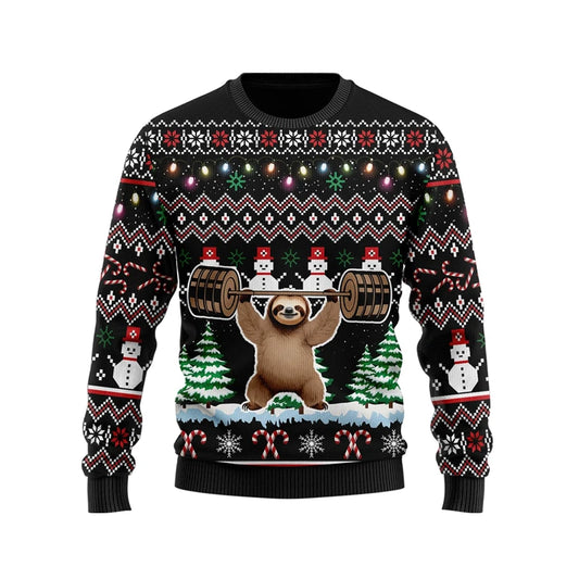 Sloth Weightlifting Christmas Jumper