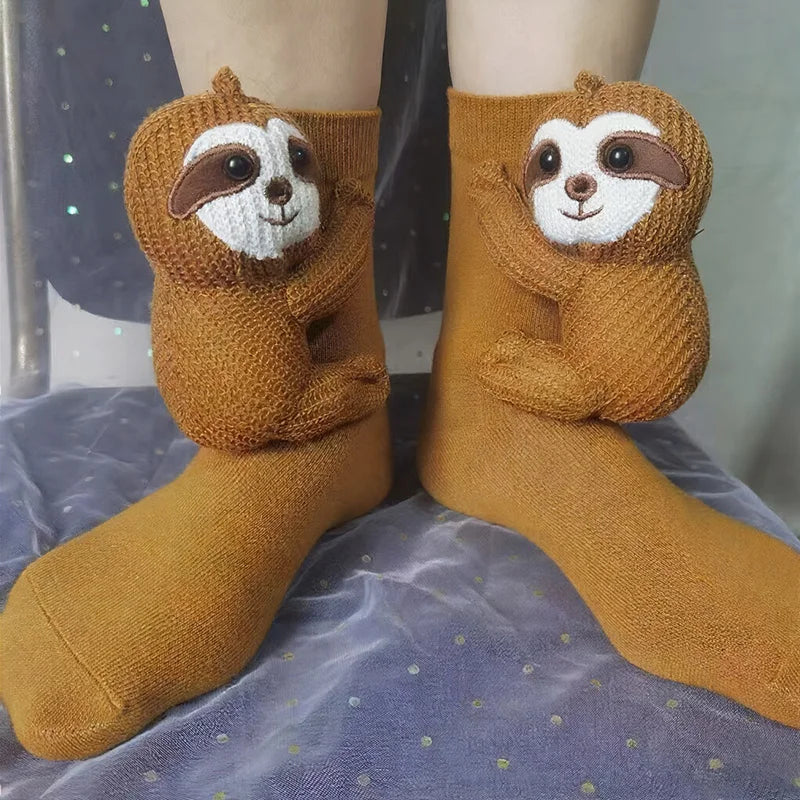 Cute 3D Knitted Sloth Socks