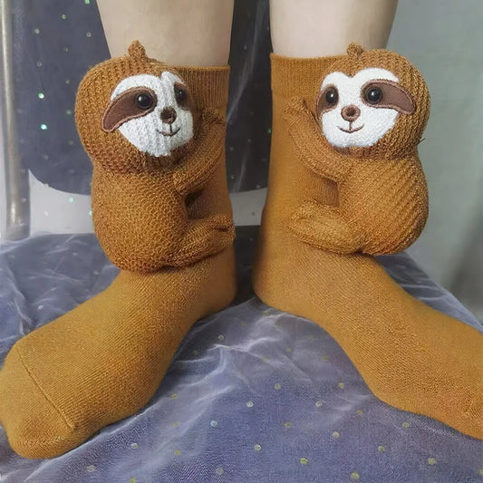 Cute 3D Knitted Sloth Socks