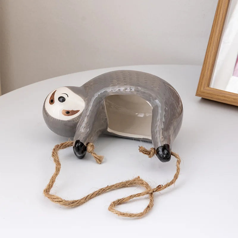 Sloth Ceramic Hanging Flower Pot