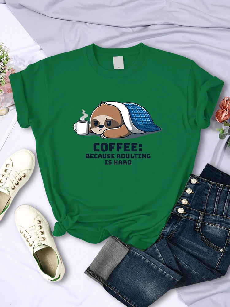 Coffee because Adulting Is Hard Sloth T-Shirt