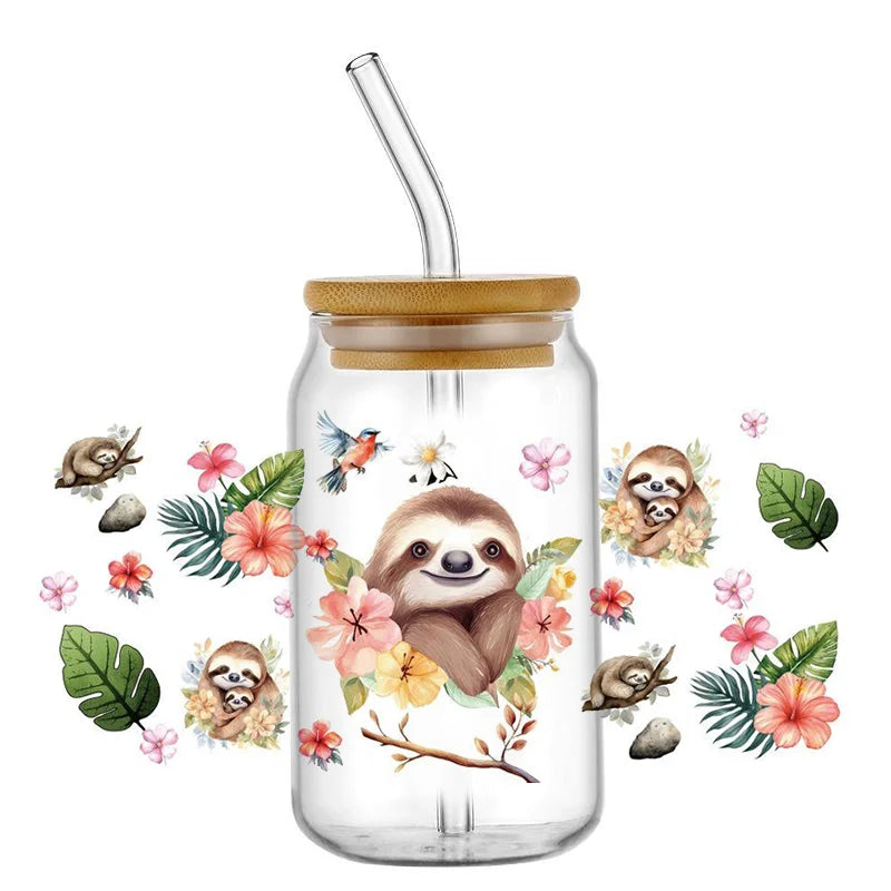 Decals Cute Sloth Waterproof Transfer Stickers for Mugs, Water, Bottle