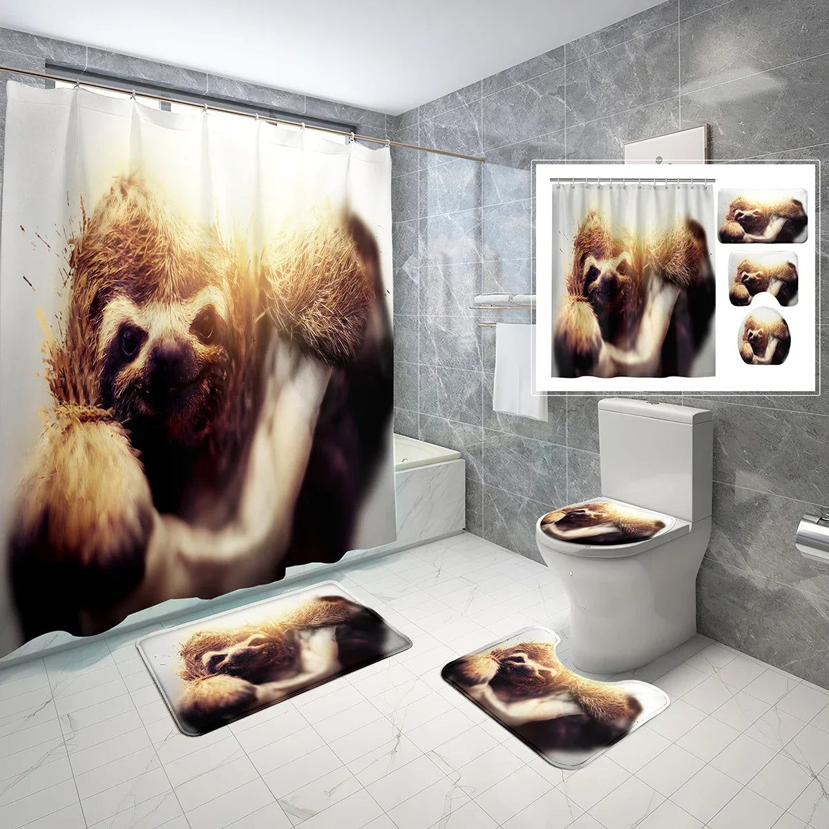 Various Cute Sloth Shower Curtain and Bathroom Sets