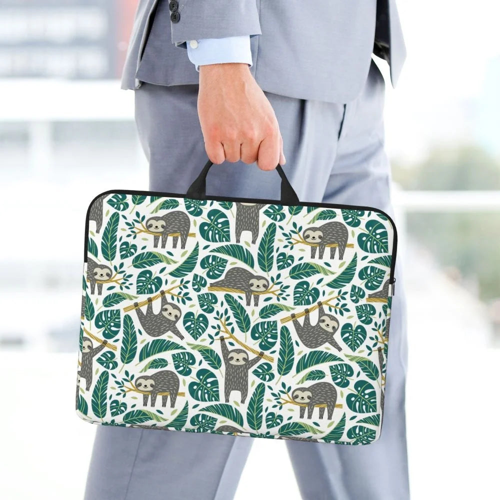 Sloth & Tropical Leaves Laptop Bag
