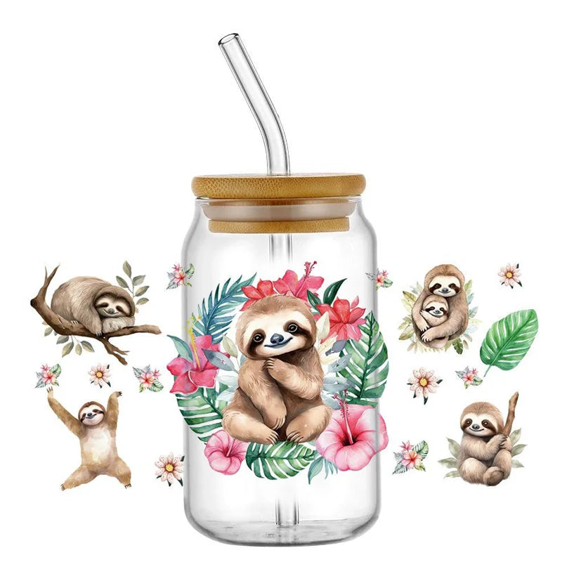 Decals Cute Sloth Waterproof Transfer Stickers for Mugs, Water, Bottle