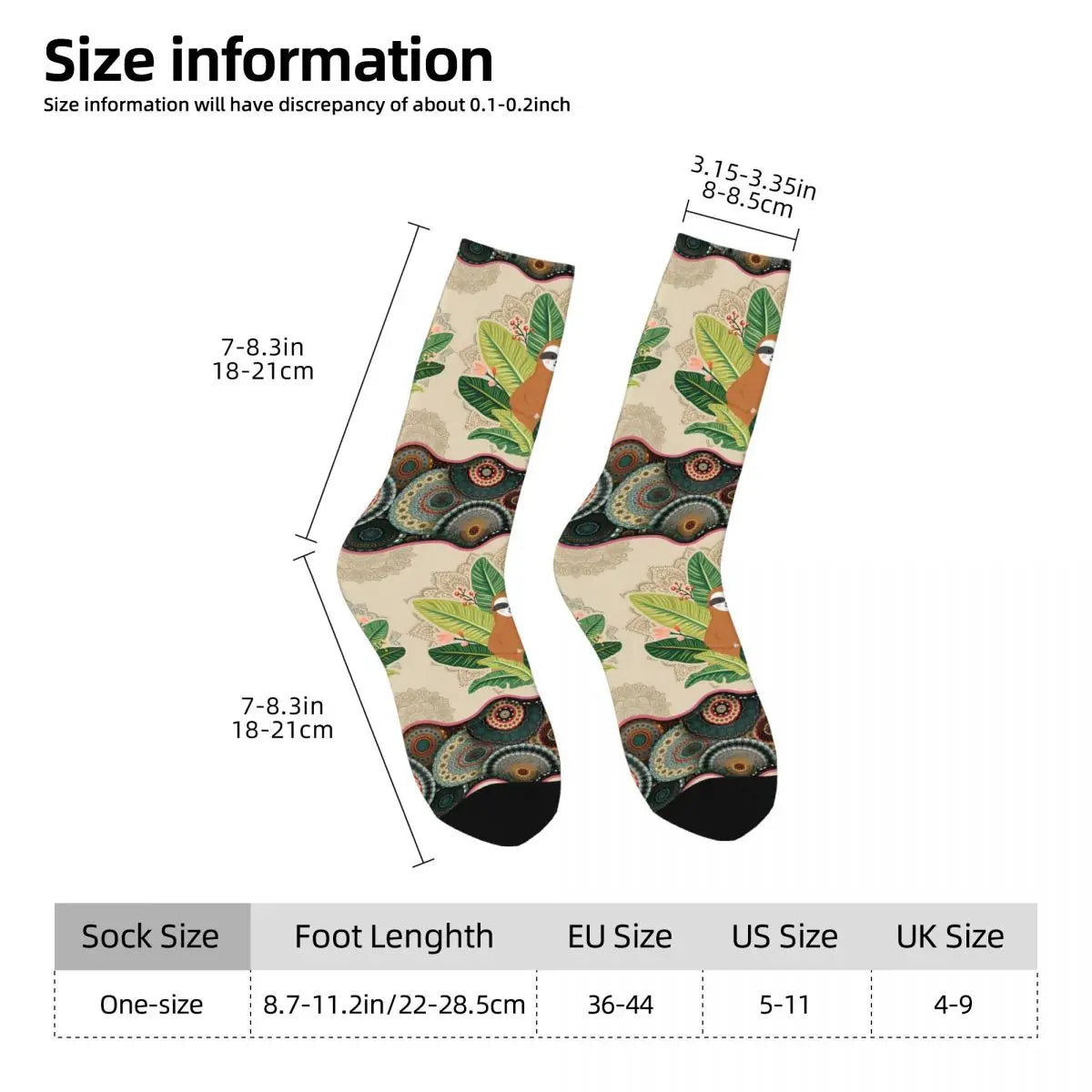 Retro Sloth Vintage Mandala Socks