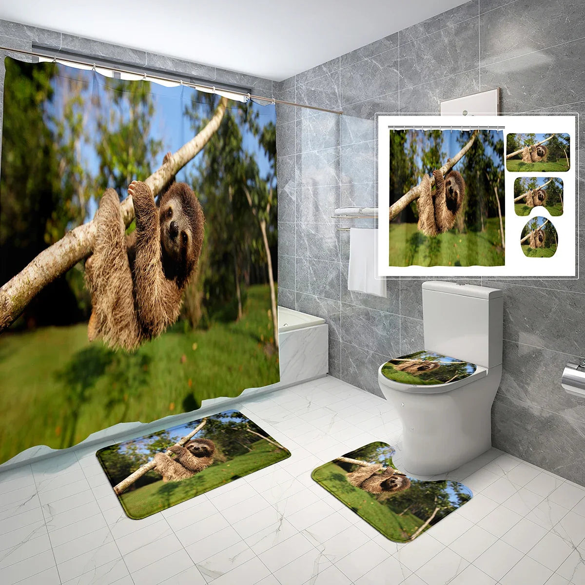 Various Cute Sloth Shower Curtain and Bathroom Sets