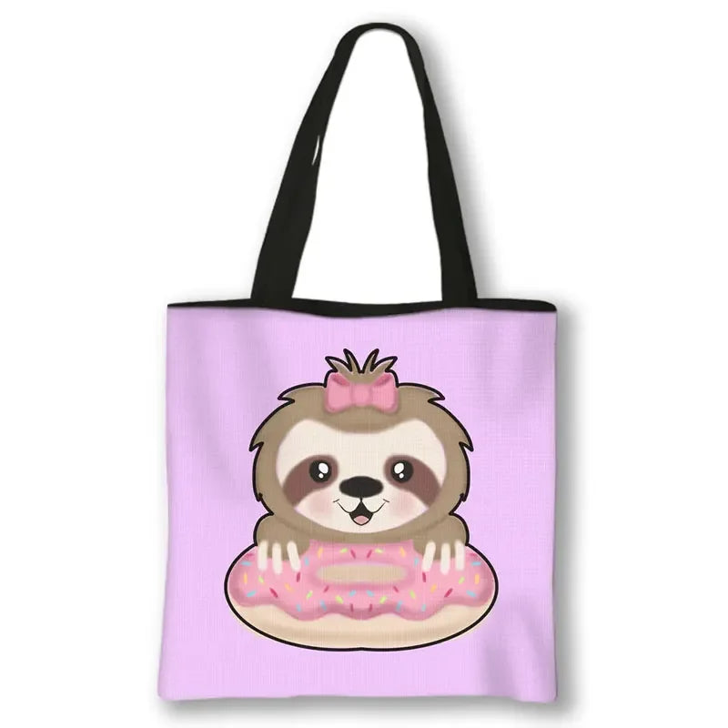 Cute Donut Sloth Tote Bag