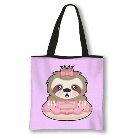 Cute Donut Sloth Tote Bag
