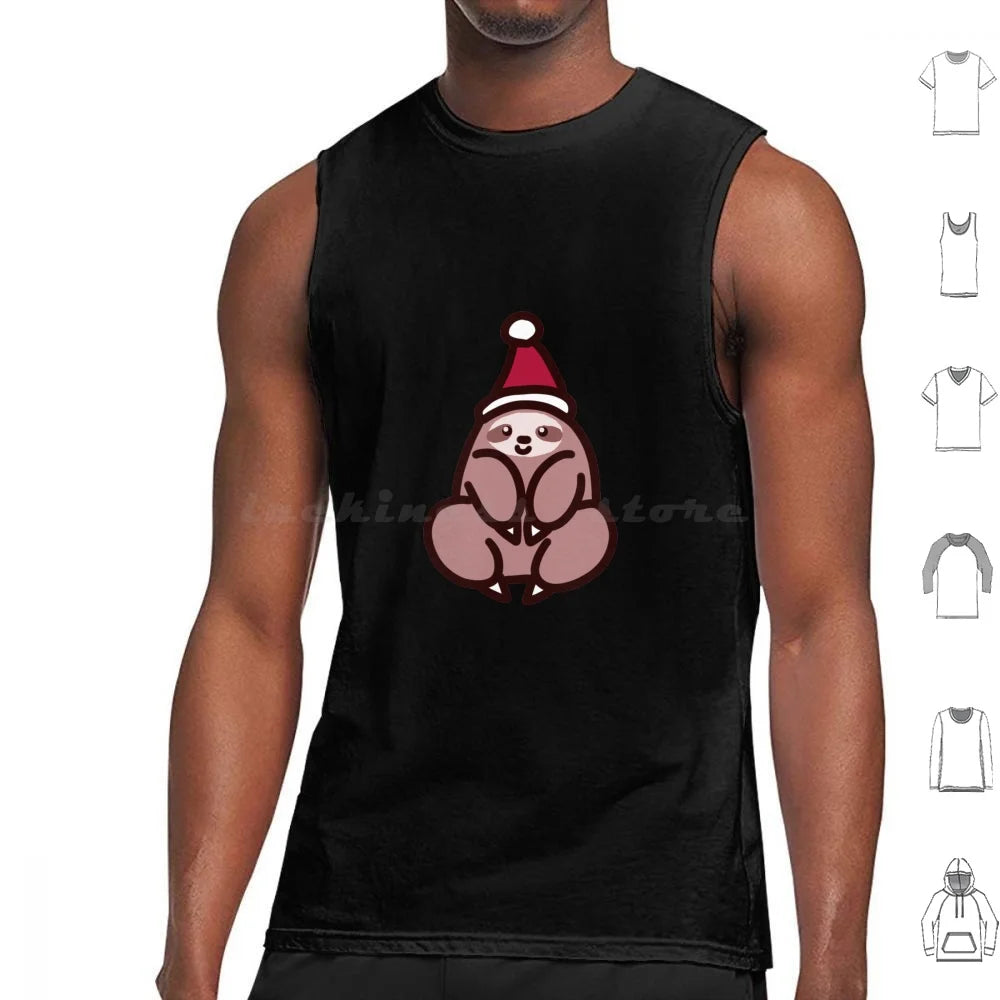 Sloth Wearing Santa Hat Tank Top