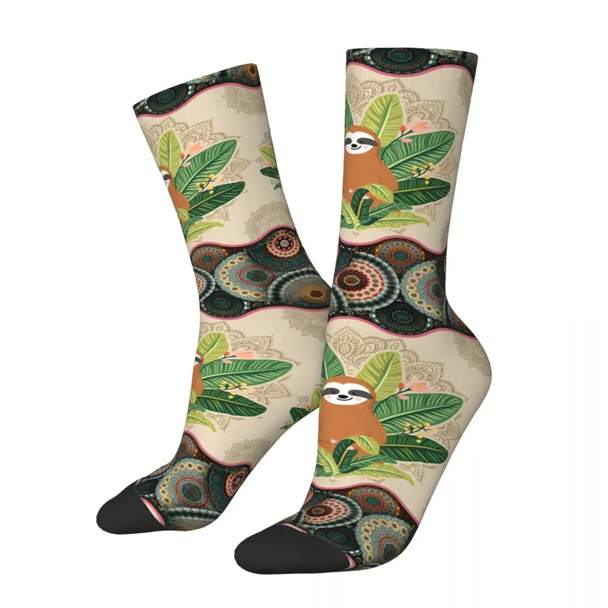 Retro Sloth Vintage Mandala Socks