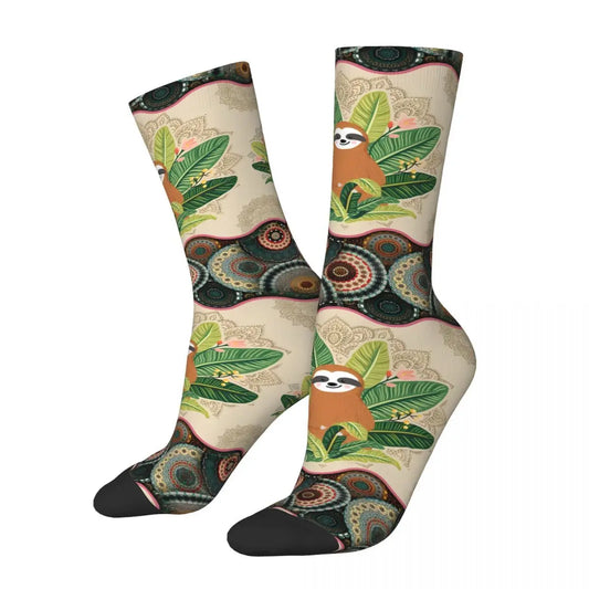Retro Sloth Vintage Mandala Socks