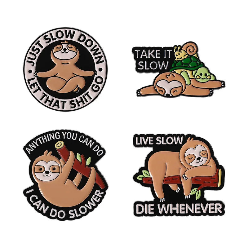 Cartoon Sloth Enamel Pin Badges