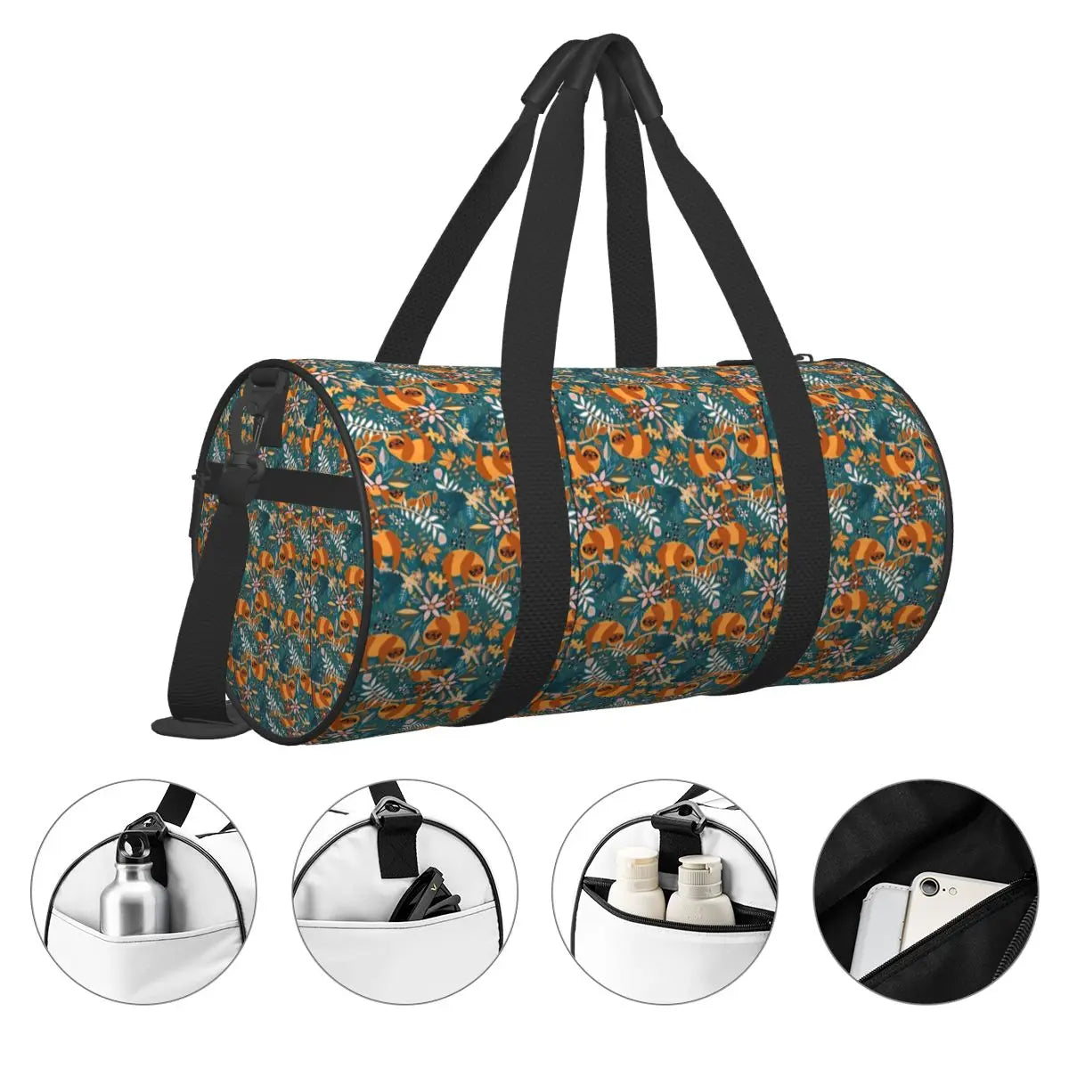 Happy Boho Sloth Floral Sports Bag