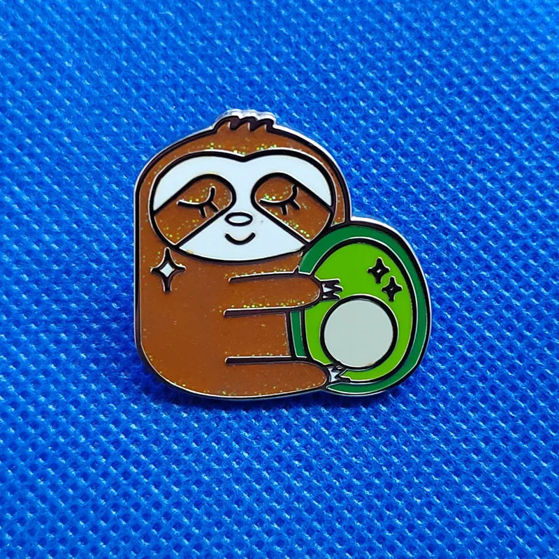 Cute Sloth Holding An Avocado Brooch