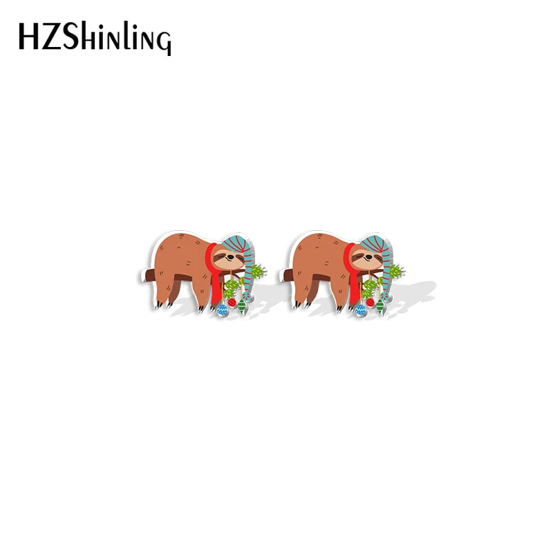 Christmas Sloths Stud Earrings