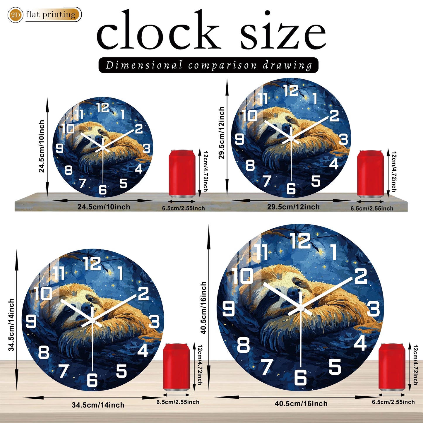 Sloth Starry Night Sky Wall Clock