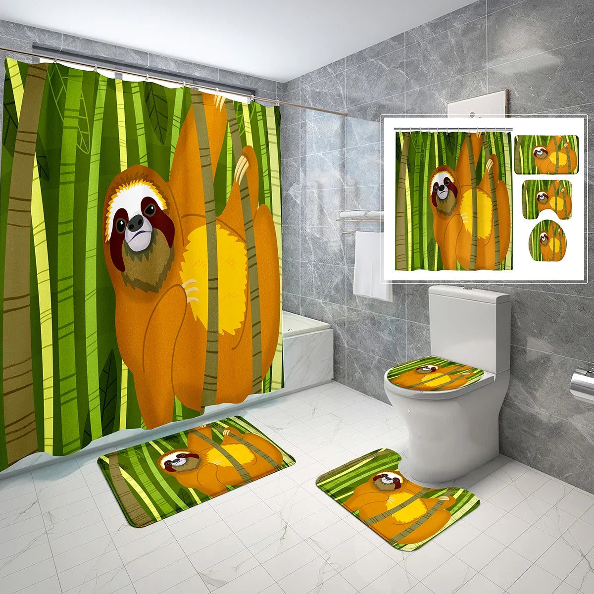 Various Cute Sloth Shower Curtain and Bathroom Sets