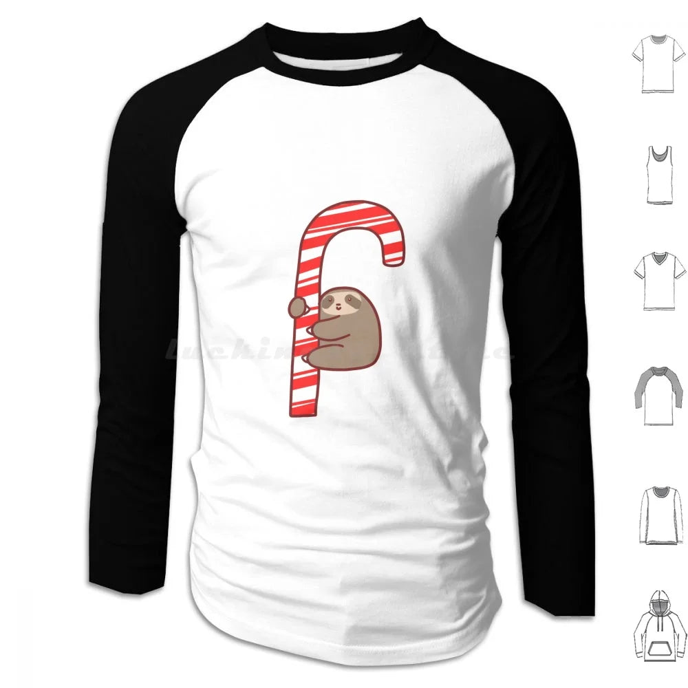 Sloth & Candy Cane Christmas Long Sleeve T-Shirt