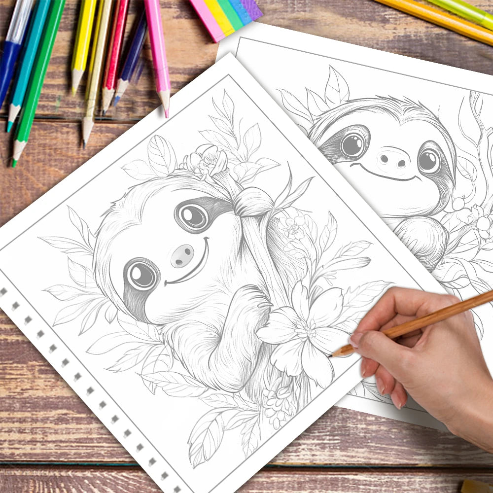 Sloth Colouring Book