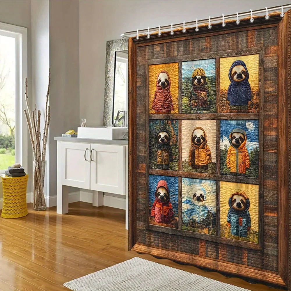 Sloths in Raincoats Shower Curtain